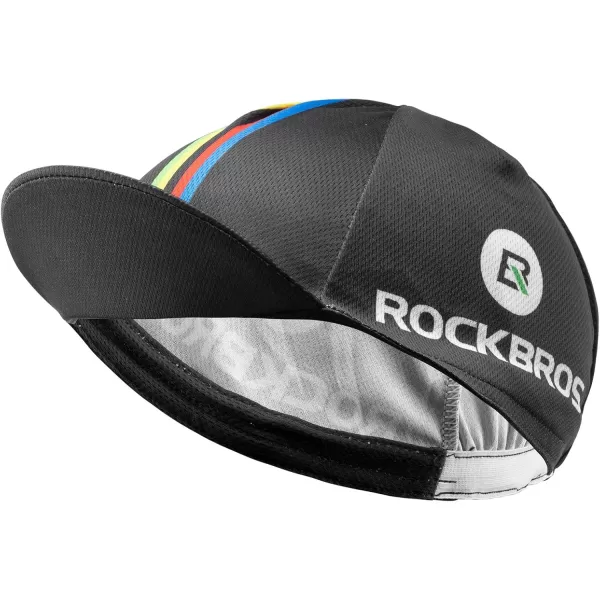 imageROCKBROS Cycling Cap Sun Visor Ployester Breathable Hat for Men Women Motorcycle Caps Road Mountain BikeRainbow Black