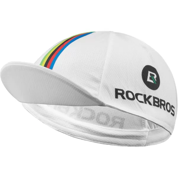 imageROCKBROS Cycling Cap Sun Visor Ployester Breathable Hat for Men Women Motorcycle Caps Road Mountain BikeRainbow White