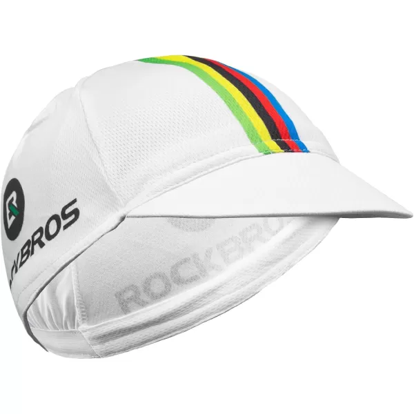 imageROCKBROS Cycling Cap Sun Visor Ployester Breathable Hat for Men Women Motorcycle Caps Road Mountain BikeRainbow White