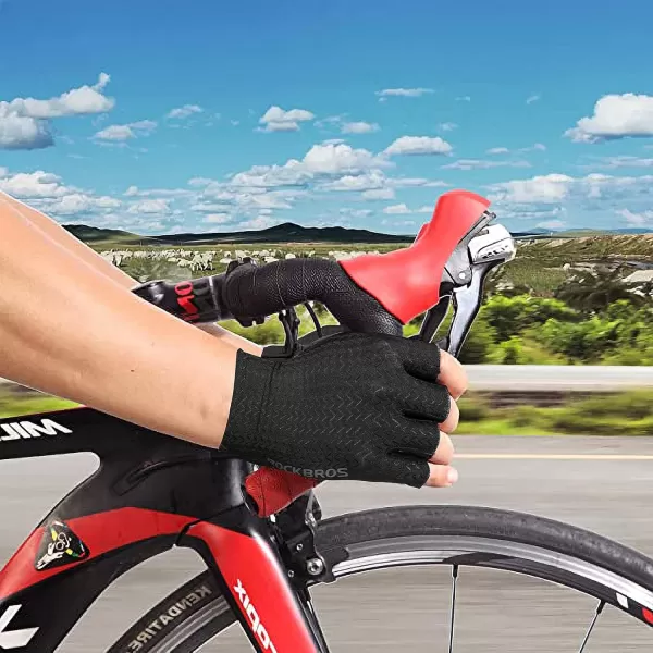imageROCKBROS Cycling Gloves Bike Gloves Biking Gloves for Men and Women Half Finger MTB Road Bicycle Gloves  Absorbing Gel Pad AntiSlip Breathable Motorcycle Mountain Bike Gloves UnisexUS SAsian M