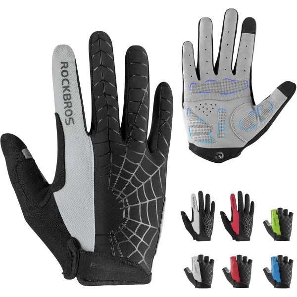 imageROCKBROS Cycling Gloves for Men Mountain Bike Gloves Bicycle Gloves SBR Pad AntiSlip Road Riding Gloves for Spring Autumn Breathable Sports GlovesGray