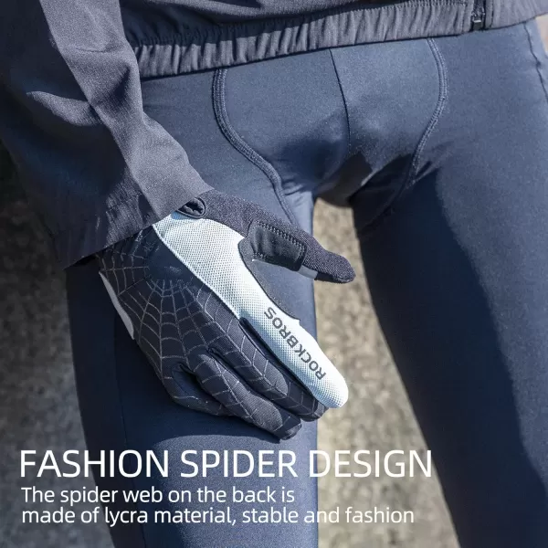 imageROCKBROS Cycling Gloves for Men Mountain Bike Gloves Bicycle Gloves SBR Pad AntiSlip Road Riding Gloves for Spring Autumn Breathable Sports GlovesGray