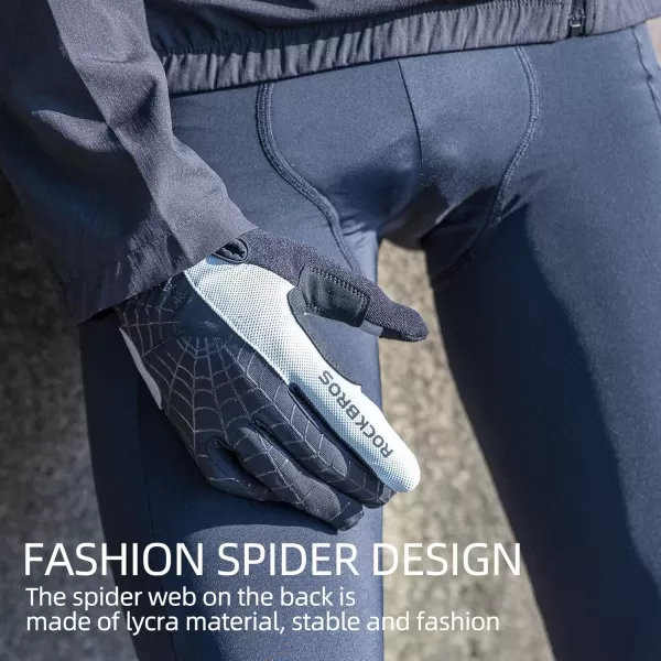 imageROCKBROS Cycling Gloves for Men Mountain Bike Gloves Bicycle Gloves SBR Pad AntiSlip Road Riding Gloves for Spring Autumn Breathable Sports GlovesGray