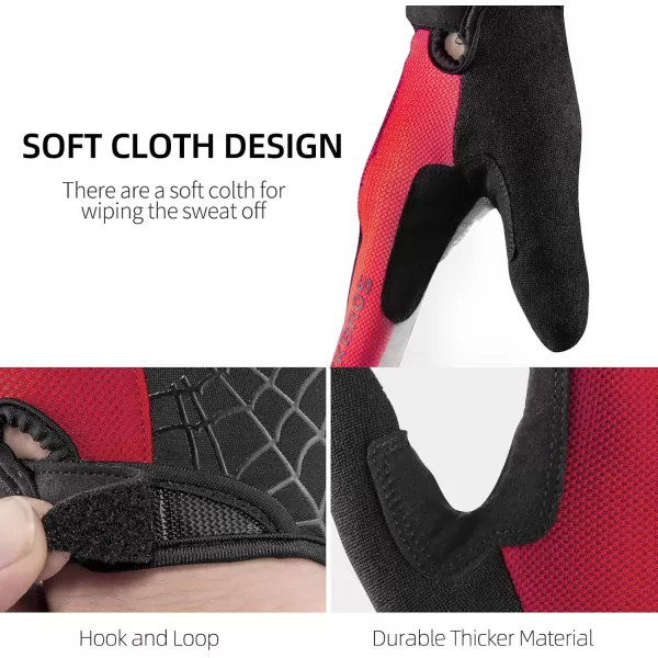 imageROCKBROS Cycling Gloves for Men Mountain Bike Gloves Bicycle Gloves SBR Pad AntiSlip Road Riding Gloves for Spring Autumn Breathable Sports GlovesRed Black