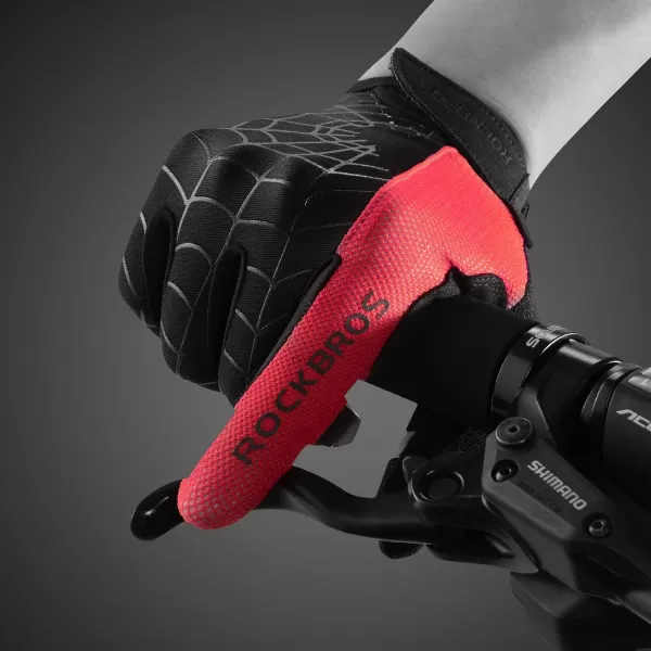 imageROCKBROS Cycling Gloves for Men Mountain Bike Gloves Bicycle Gloves SBR Pad AntiSlip Road Riding Gloves for Spring Autumn Breathable Sports GlovesRed Black