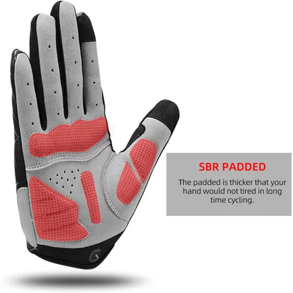 imageROCKBROS Cycling Gloves for Men Mountain Bike Gloves Bicycle Gloves SBR Pad AntiSlip Road Riding Gloves for Spring Autumn Breathable Sports GlovesRed Black