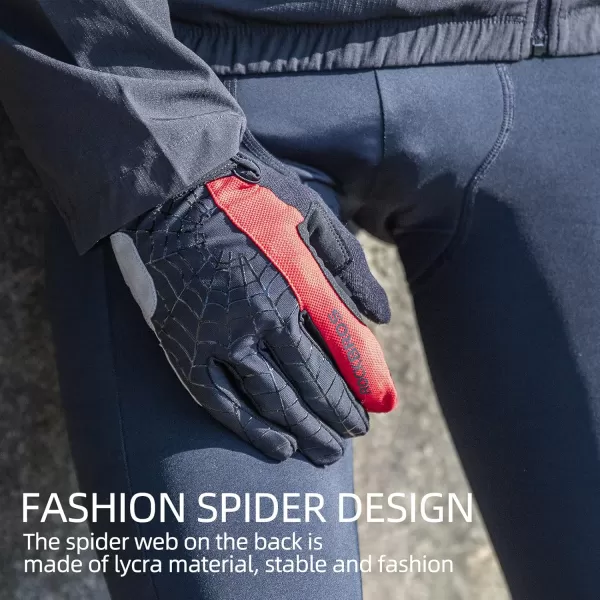 imageROCKBROS Cycling Gloves for Men Mountain Bike Gloves Bicycle Gloves SBR Pad AntiSlip Road Riding Gloves for Spring Autumn Breathable Sports GlovesRed Black