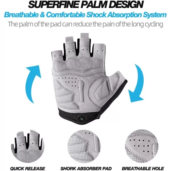 imageROCKBROS Cycling Gloves for Men Mountain Bike Gloves Bicycle Gloves SBR Pad AntiSlip Road Riding Gloves for Spring Autumn Breathable Sports GlovesShortGreen