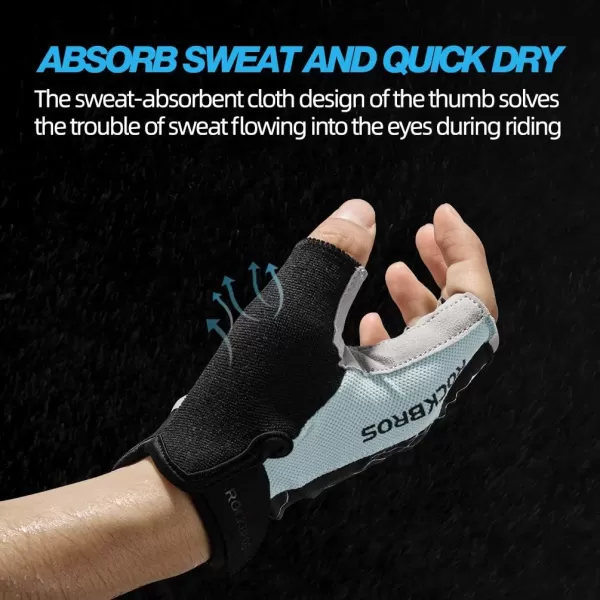 imageROCKBROS Cycling Gloves for Men Mountain Bike Gloves Bicycle Gloves SBR Pad AntiSlip Road Riding Gloves for Spring Autumn Breathable Sports GlovesShortGray