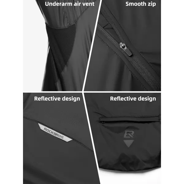 imageROCKBROS Cycling Jacket Windbreaker Summer Bike Outdoor Skinsuit Waterproof Jacket Sun Protection Riding Equipment UPF50Black