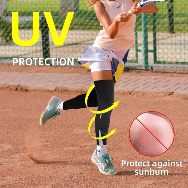 imageROCKBROS Cycling Leg Sleeve Basketball Full Leg Compression Sleeve UV Protection Cooling Long Leg Sleeves for Men Women