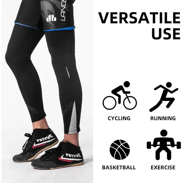 imageROCKBROS Cycling Leg Sleeve Basketball Full Leg Compression Sleeve UV Protection Cooling Long Leg Sleeves for Men Women