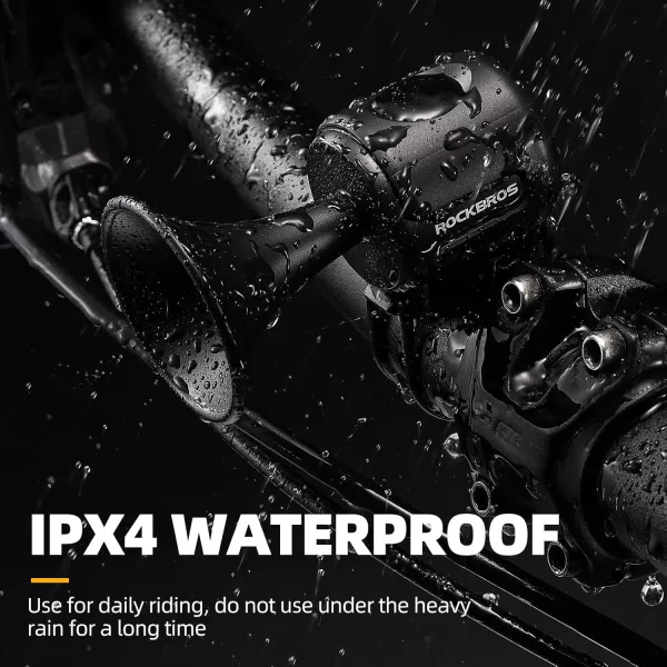 imageROCKBROS Electric Bike Horn 120dB Adults Kids Bike Horn Alarm IPX4 Waterproof Electronic Bicycle Horns for Handlebars Ebike Scooter HornBlack