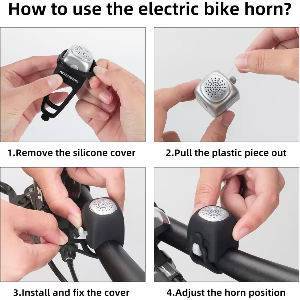 imageROCKBROS Electric Bike Horn 90 dB Electra Bike Bell Loud Bike Horn Electronic for Adults Kids Bicycle BellsRed