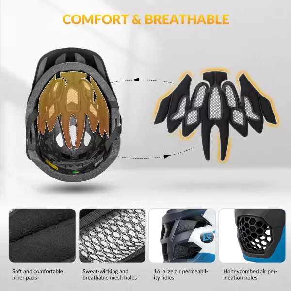 imageROCKBROS Kids Bike Helmet Adjustable Detachable Full Face Bike Helmet for Children Bicycle Skateboard Scooter Protective GearBlue White Black