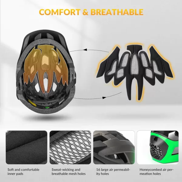 imageROCKBROS Kids Bike Helmet Adjustable Detachable Full Face Bike Helmet for Children Bicycle Skateboard Scooter Protective GearGreen Silver Black