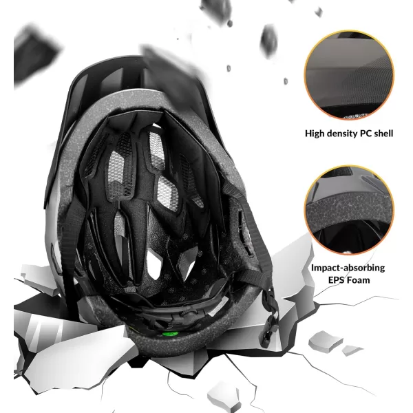 imageROCKBROS Kids Bike Helmet Adjustable Detachable Full Face Bike Helmet for Children Bicycle Skateboard Scooter Protective GearSilver Black White