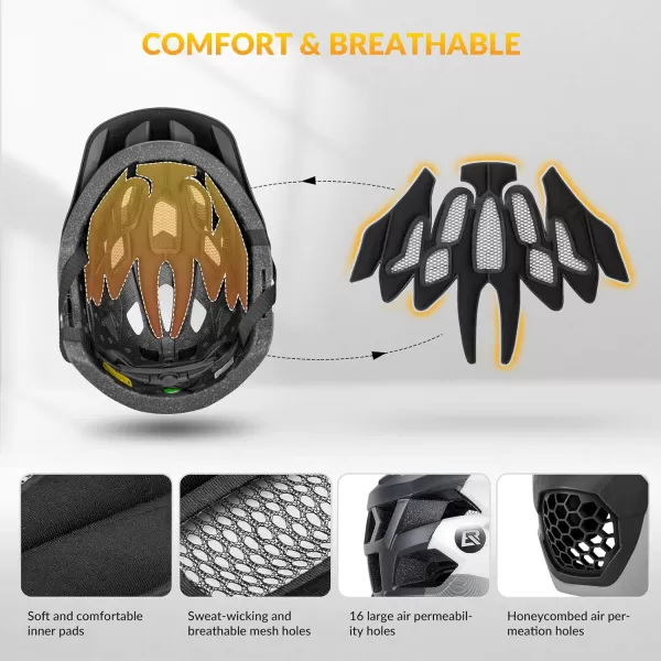 imageROCKBROS Kids Bike Helmet Adjustable Detachable Full Face Bike Helmet for Children Bicycle Skateboard Scooter Protective GearSilver Black White