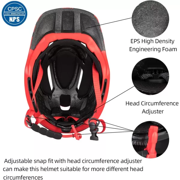 imageROCKBROS Kids Full Face Bike Helmet Lightweight Toddlers Helmets Kids Mountain Bike Helmets Ages 514 AntiCollision Detachable Chin Kids Helmet for BMX Skateboard ScooterRed Black