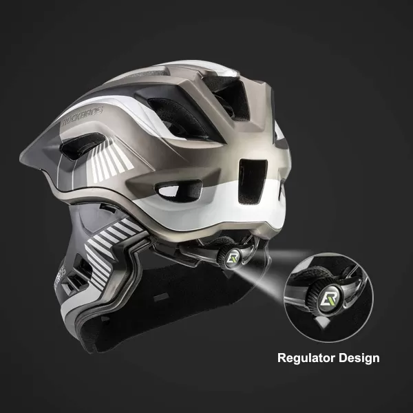 imageROCKBROS Kids Full Face Helmet Kids Bike Helmets Lightweight Toddler Mountain Bike Helmet Detachable for MTB BMX Skating Cycling Scooter Safety Bicycle Helmets for Youth Child Boys Girls Ages 316Black Titanium