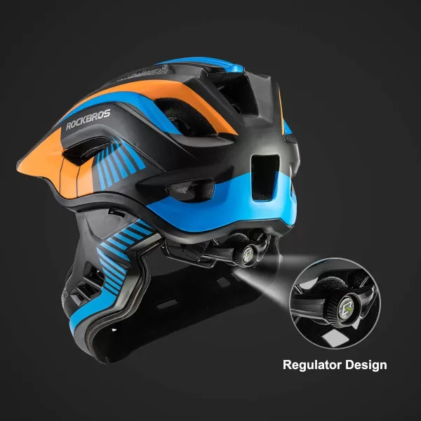 imageROCKBROS Kids Full Face Helmet Kids Bike Helmets Lightweight Toddler Mountain Bike Helmet Detachable for MTB BMX Skating Cycling Scooter Safety Bicycle Helmets for Youth Child Boys Girls Ages 316Black Orange