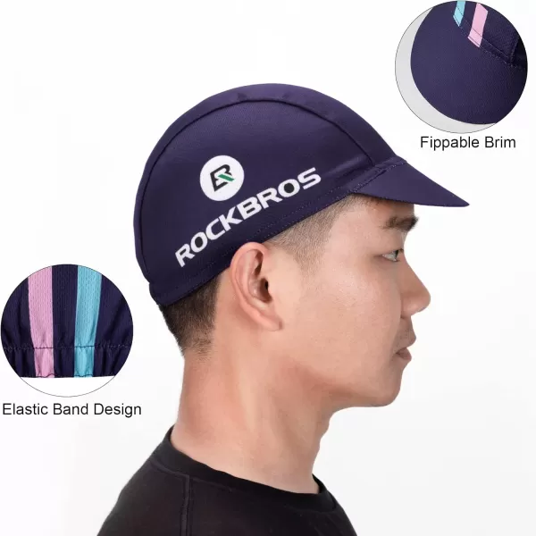 imageROCKBROS Mens Cycling Cap Breathable Sun Proof Helmet Liner HatBlue Purple