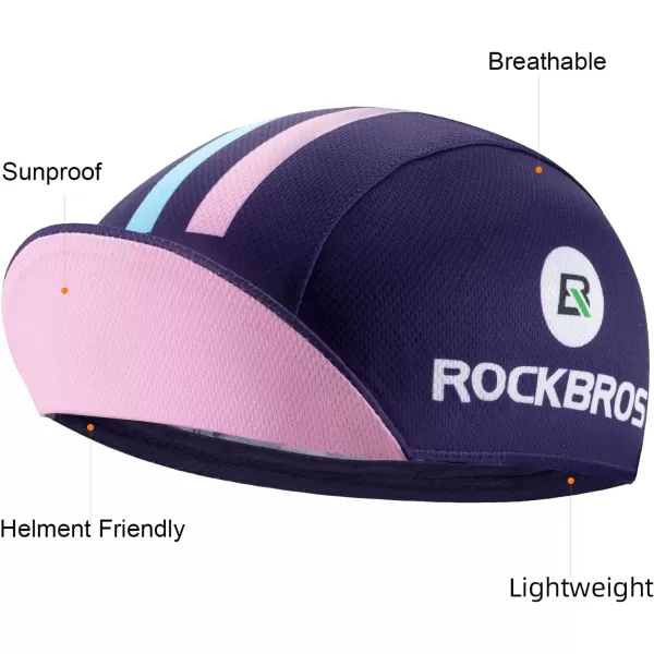 imageROCKBROS Mens Cycling Cap Breathable Sun Proof Helmet Liner HatBlue Purple