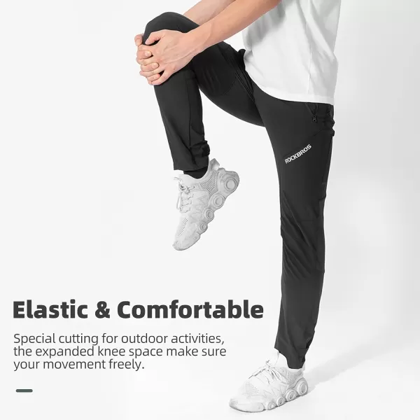 imageROCKBROS Mens Cycling Pants Mountain Bike Pants QuickDry Biking Pants for Running Hiking Outdoor SportsBlack
