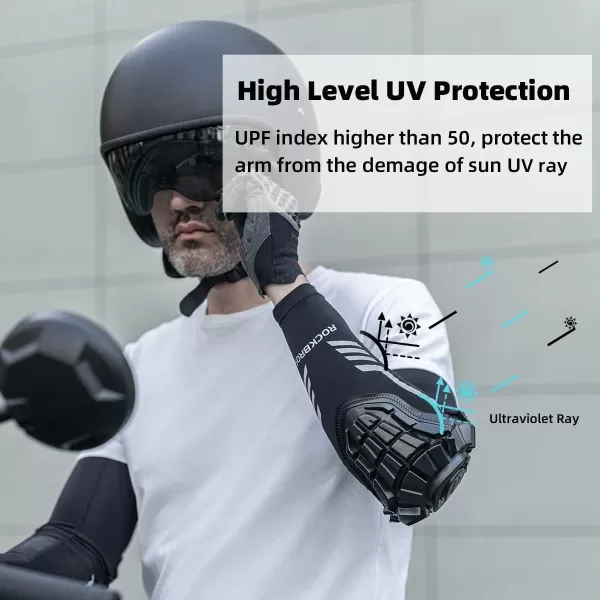 imageROCKBROS Mens Elbow Pads Arm Sleeves UPF50 UV Protection Basketball Shooter Sleeves Elbow Compression Cooling Sleeves