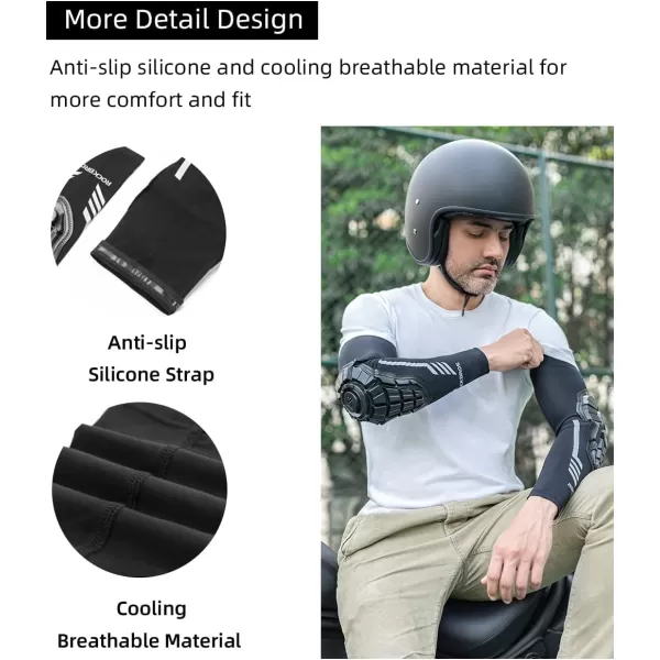 imageROCKBROS Mens Elbow Pads Arm Sleeves UPF50 UV Protection Basketball Shooter Sleeves Elbow Compression Cooling Sleeves