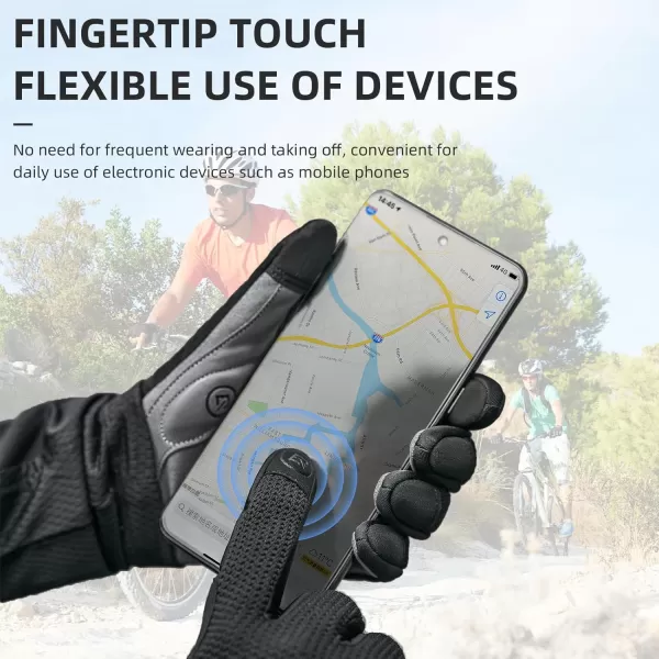 imageROCKBROS Mountain Bike Gloves for Men Cycling Glove Touch Screen AntiSlip Gloves Breathable Knitted Full Finger Bicycle Gloves for MTB Road Biking Outdoor Working Black Reflective Spring AutumnUS LAsia XL