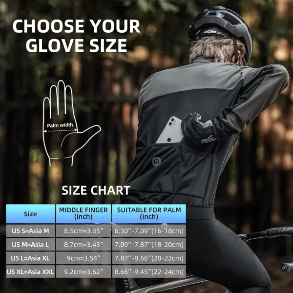 imageROCKBROS Mountain Bike Gloves for Men Cycling Glove Touch Screen AntiSlip Gloves Breathable Knitted Full Finger Bicycle Gloves for MTB Road Biking Outdoor Working Black Reflective Spring AutumnUS LAsia XL