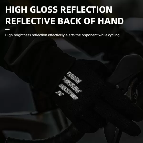 imageROCKBROS Mountain Bike Gloves for Men Cycling Glove Touch Screen AntiSlip Gloves Breathable Knitted Full Finger Bicycle Gloves for MTB Road Biking Outdoor Working Black Reflective Spring AutumnUS LAsia XL