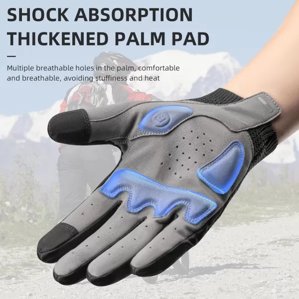 imageROCKBROS Mountain Bike Gloves for Men Cycling Glove Touch Screen AntiSlip Gloves Breathable Knitted Full Finger Bicycle Gloves for MTB Road Biking Outdoor Working Black Reflective Spring AutumnUS LAsia XL