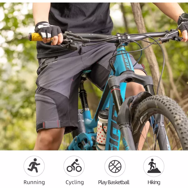imageROCKBROS Mountain Bike Shorts MTB Bike Shorts for Men Padded Mountain Bike ShortsDark Gray