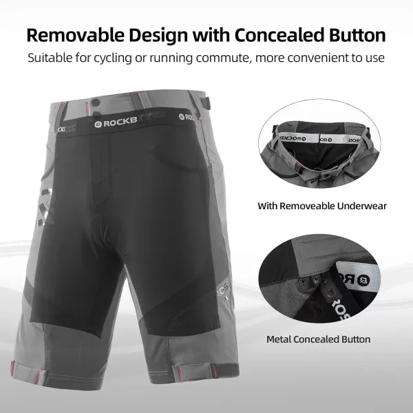 imageROCKBROS Mountain Bike Shorts MTB Bike Shorts for Men Padded Mountain Bike ShortsKhaki