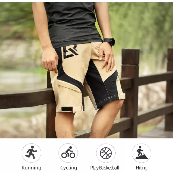 imageROCKBROS Mountain Bike Shorts MTB Bike Shorts for Men Padded Mountain Bike ShortsKhaki