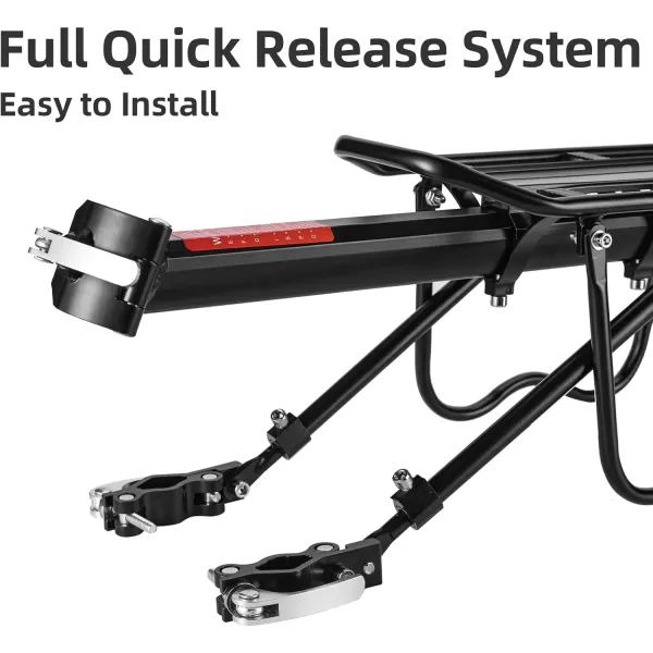 imageROCKBROS Rear Bike Rack Bicycle Cargo Rack Full Quick Release Adjustable Bicycle Carrier Bike Luggage Rack for Back of Bike Aluminum Alloy 115 lbs Capacity Bike Accessories Black