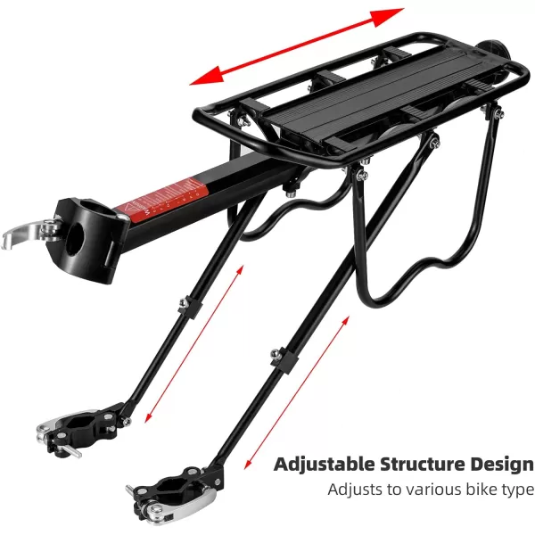 imageROCKBROS Rear Bike Rack Bicycle Cargo Rack Full Quick Release Adjustable Bicycle Carrier Bike Luggage Rack for Back of Bike Aluminum Alloy 115 lbs Capacity Bike Accessories Black