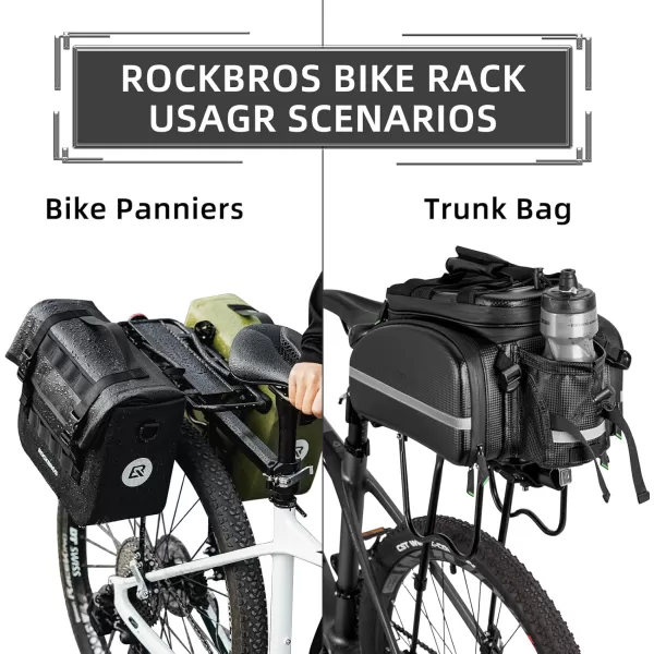 imageROCKBROS Rear Bike Rack Bicycle Cargo Rack Full Quick Release Adjustable Bicycle Carrier Bike Luggage Rack for Back of Bike Aluminum Alloy 115 lbs Capacity Bike Accessories Black