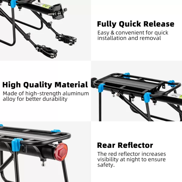 imageROCKBROS Rear Bike Racks Quick Release Bike Cargo Rack Bike Rack for Back of Bike Aluminum Alloy Mountain Bike Rear Rack
