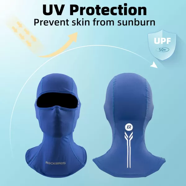 imageROCKBROS Summer Balaclava Face Mask Cooling Neck Gaiter Breathable Face Covering Motorcycle Cycling for Men WomenBlue 2 Packs