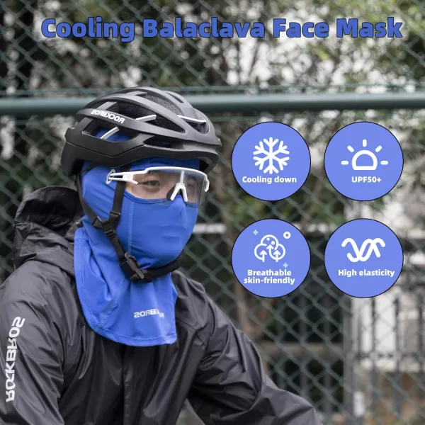 imageROCKBROS Summer Balaclava Face Mask Cooling Neck Gaiter Breathable Face Covering Motorcycle Cycling for Men WomenBlue 2 Packs