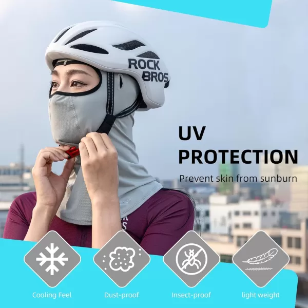 imageROCKBROS Summer Balaclava Face Mask Cooling Neck Gaiter Breathable Face Covering Motorcycle Cycling for Men WomenLight Grey 2 Packs