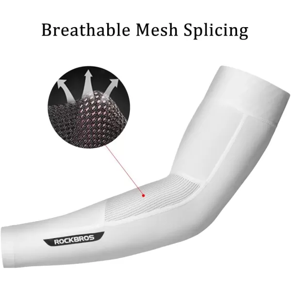 imageROCKBROS Sun Protection Arm Sleeves Cooling Running Golf Fishing Cycling Arm SleevesWhite2