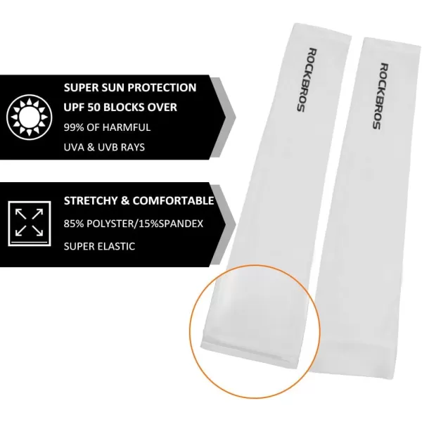 imageROCKBROS Sun Protection Arm Sleeves Cooling Running Golf Fishing Cycling Arm SleevesWhite4