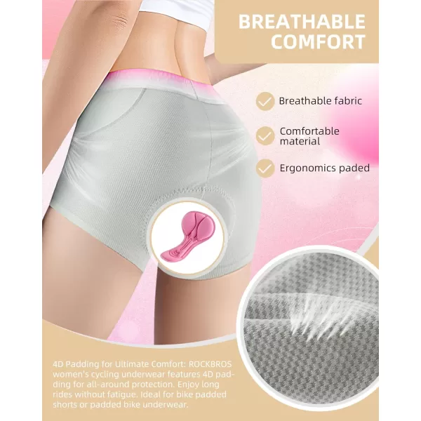 imageROCKBROS Womens Cycling Underwear 4D Padded Bike Shorts Bicycle Mountain Undershorts for Women Riding Briefs