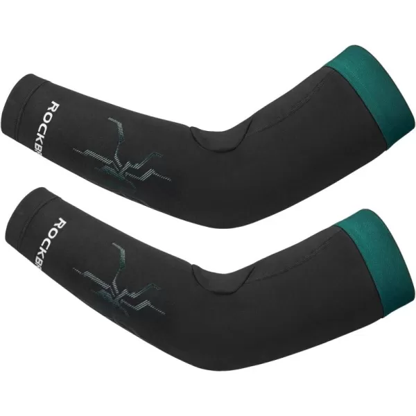 imageROCKBROS Arm Sleeves  Cycling Arm Warmer with Ultimate Warmth MoistureWicking Flexibility and Suitable for Men and WomenGreen and Black