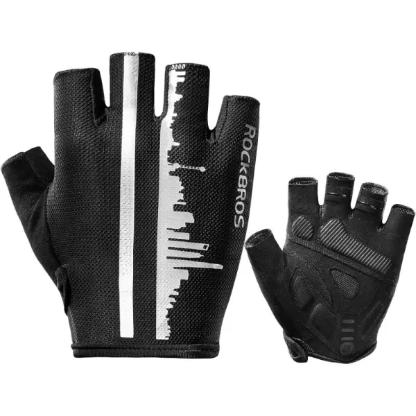 imageROCKBROS Bike Gloves for Men Half Finger Biking Glove Cycling Gloves MTB Mountain Road Bicycle Gloves ShockAbsorbing SBR Pad AntiSlip Breathable Summer Unisex WomenAsia 2XL US XL