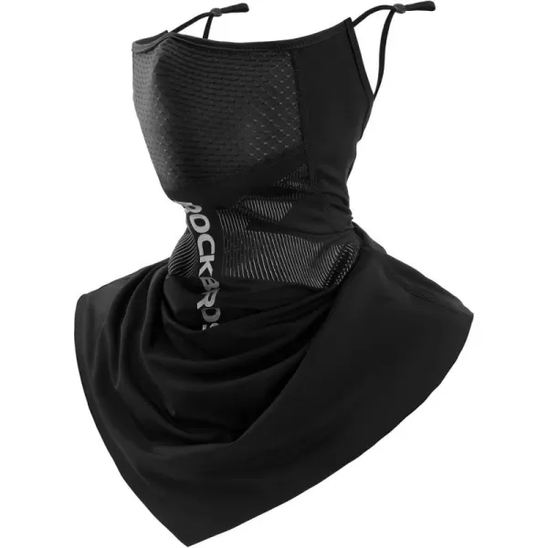 imageROCKBROS Cooling Neck Gaiter with Ear Loops Summer Face Coverings for Men Women Cycling Fishing MaskBlack